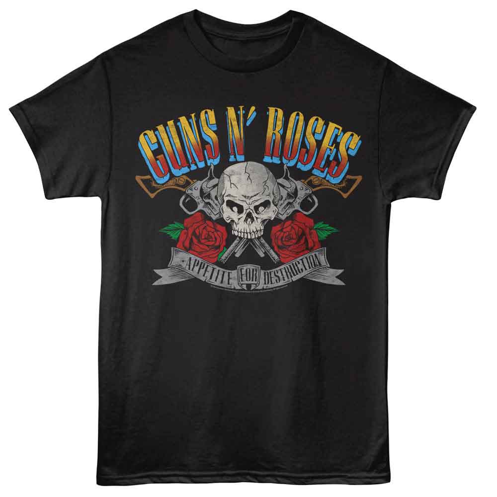 Black Guns N' Roses t-shirt featuring Guns N Roses AFD Pistols And Skull design
