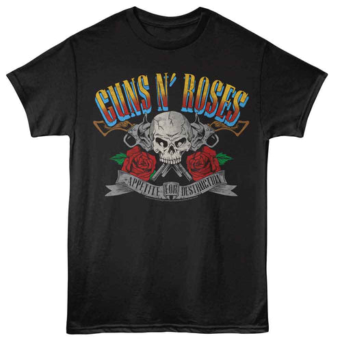 Black Guns N' Roses t-shirt featuring Guns N Roses AFD Pistols And Skull design