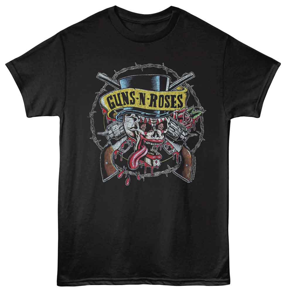 Black Guns N' Roses t-shirt featuring Guns N Roses Clown Skull And Pistols design