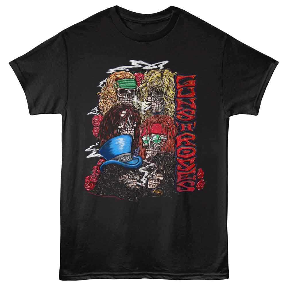 Black Guns N' Roses t-shirt featuring Guns N Roses Vintage Skulls design