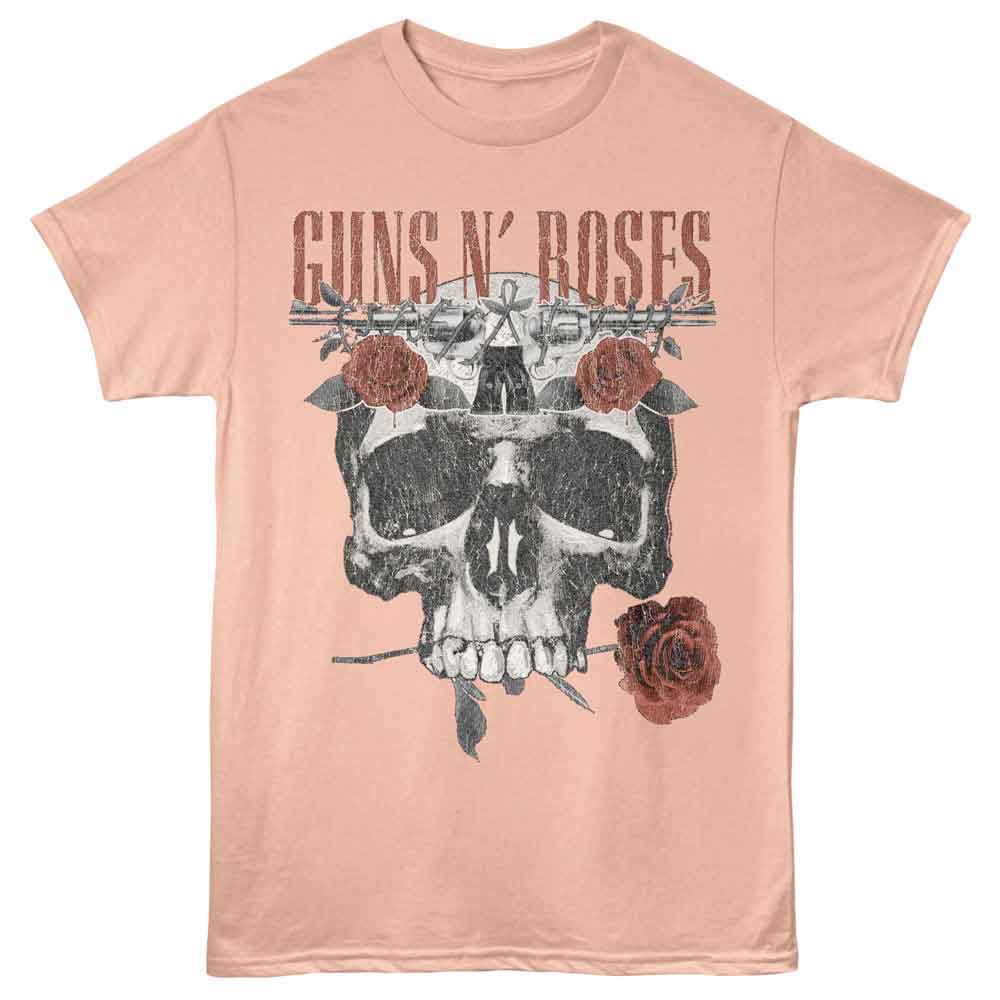 Peach Guns N' Roses t-shirt featuring Guns N Roses Flower Skull design
