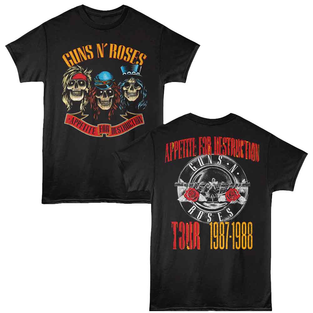 Black Guns N' Roses t-shirt featuring Guns N Roses Appetite For Destruction Tour design