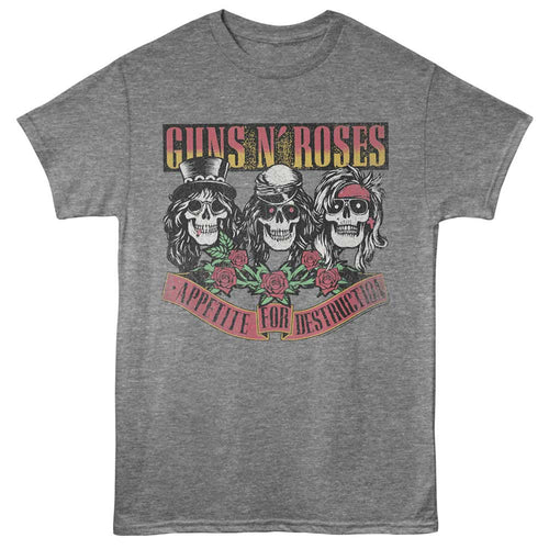 Graphite heather Guns N' Roses t-shirt featuring Guns N Roses Appetite Skulls design