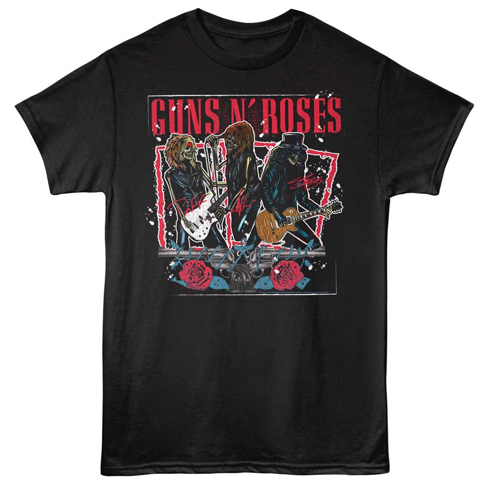 Black Guns N' Roses t-shirt featuring Guns N Roses Skeleton Band design