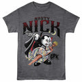 Graphite heather Garbage Pail Kids t-shirt featuring a Nasty Nick design