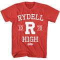 Red heather Grease t-shirt featuring Grease Rydell High school design