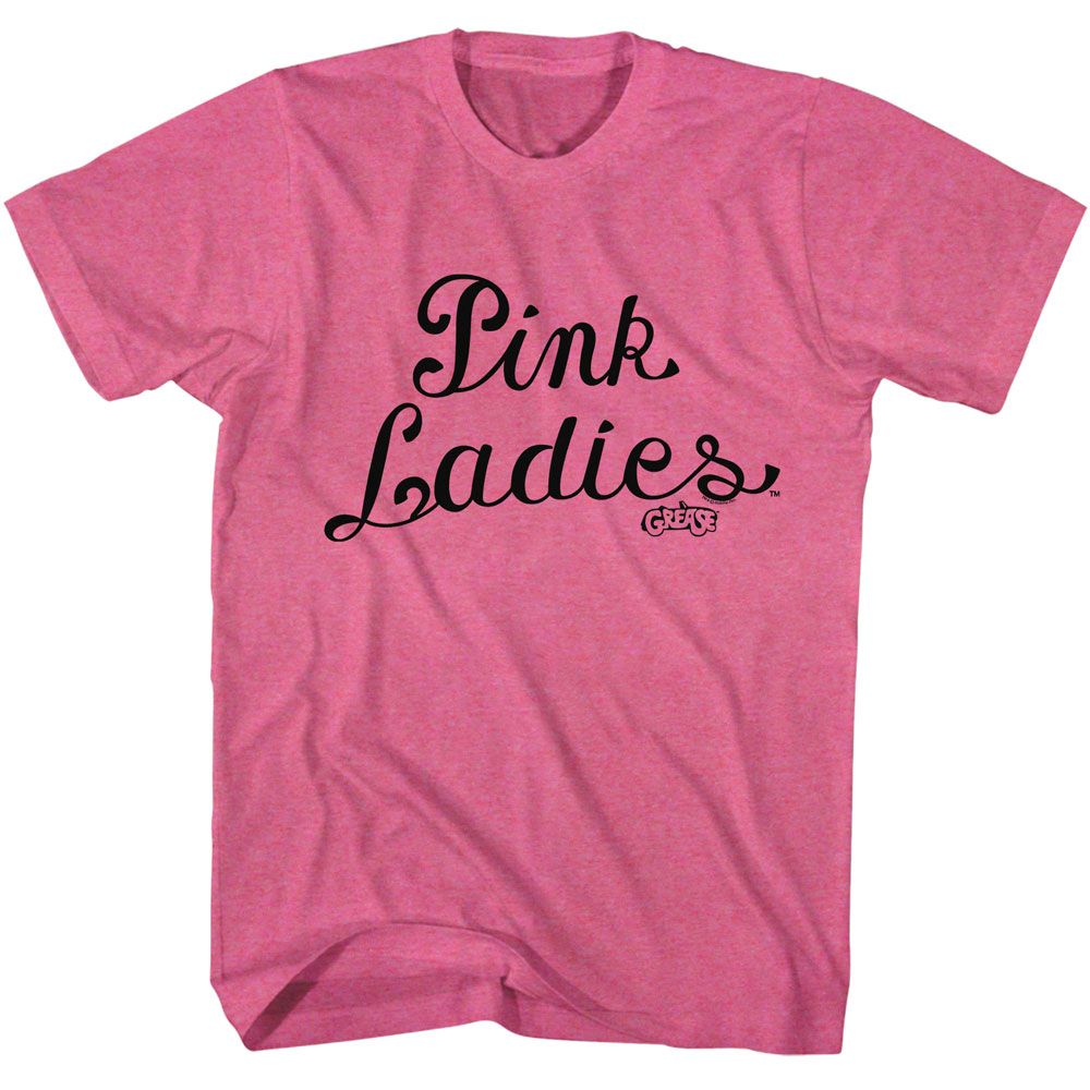Retro pink heather Grease t-shirt featuring Grease Pink Ladies design