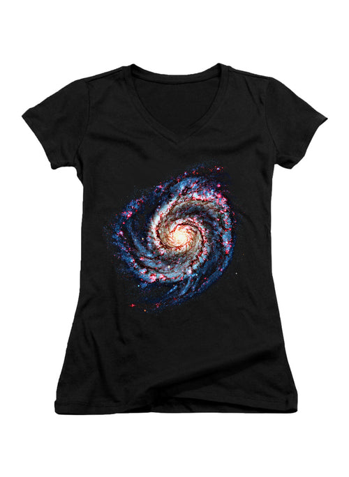 Black Galactic Wanderlust Juniors V-Neck T-Shirt