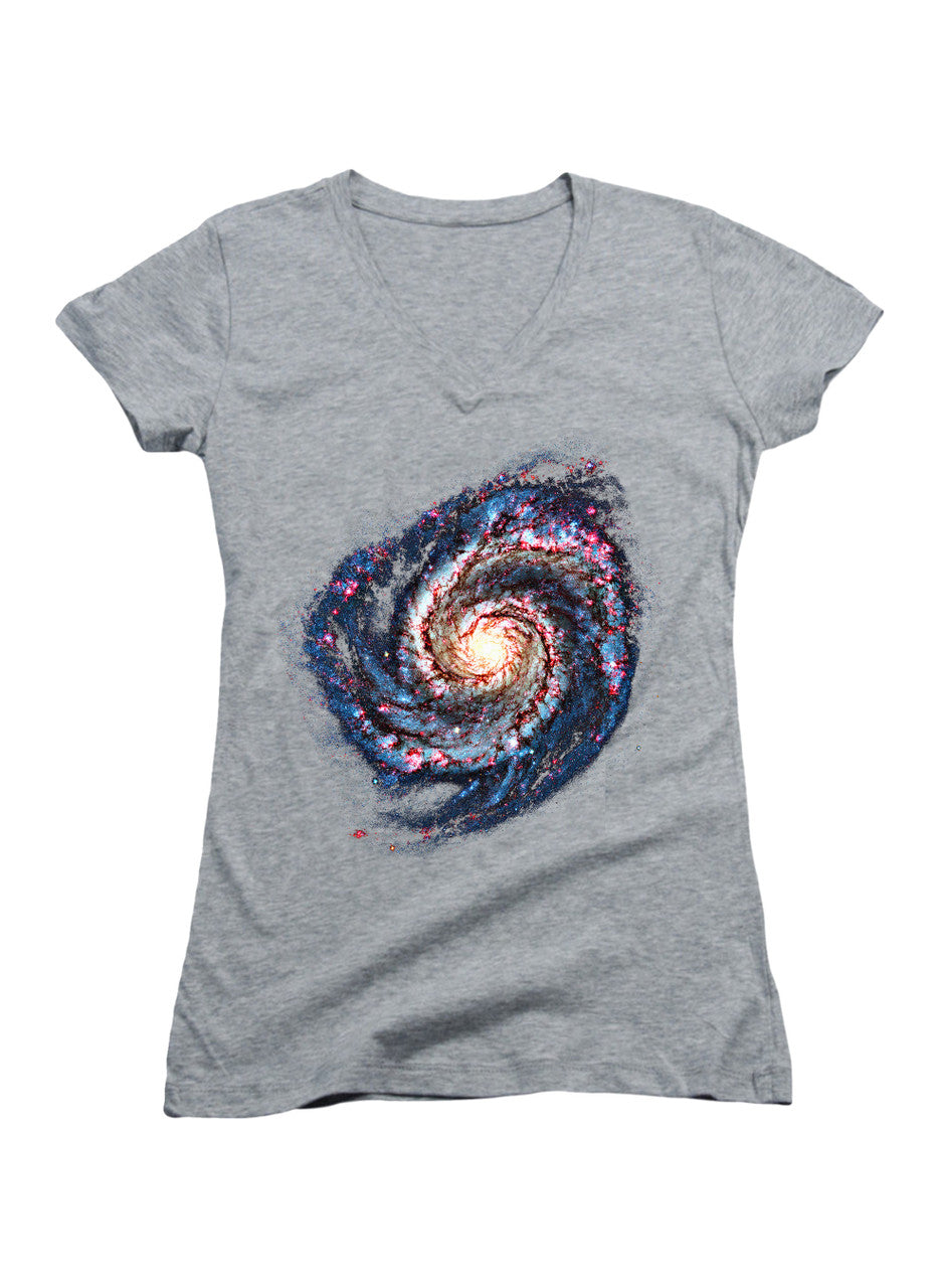 Gray Galactic Wanderlust Juniors V-Neck T-Shirt