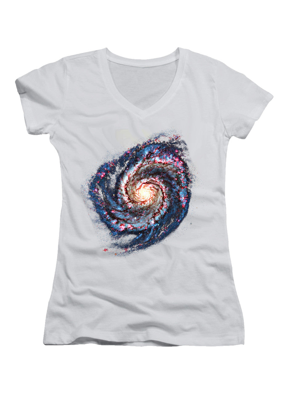 White Galactic Wanderlust Juniors V-Neck T-Shirt