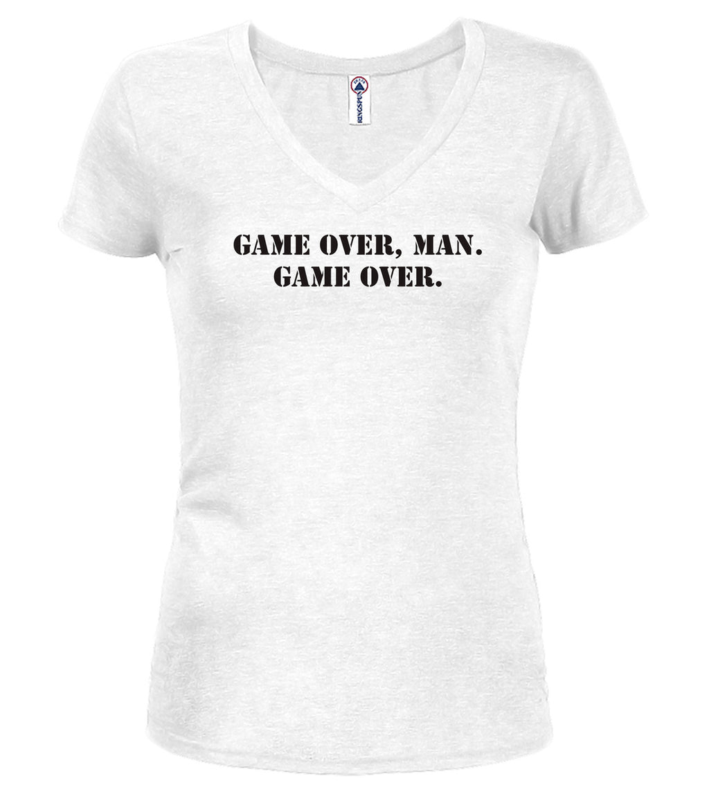 White Game Over, Man. Game Over Juniors V-Neck T-Shirt