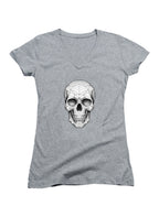 Gray Geometric Skull Juniors V-Neck T-Shirt