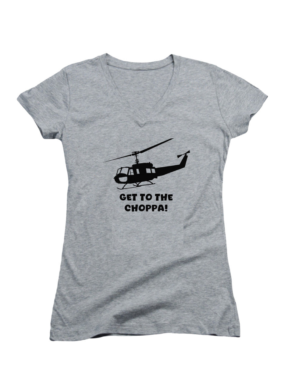 Gray Get to the choppa! Juniors V-Neck T-Shirt