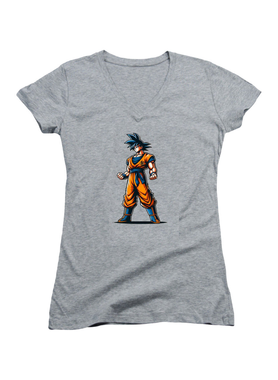 Gray Goku Juniors V-Neck T-Shirt