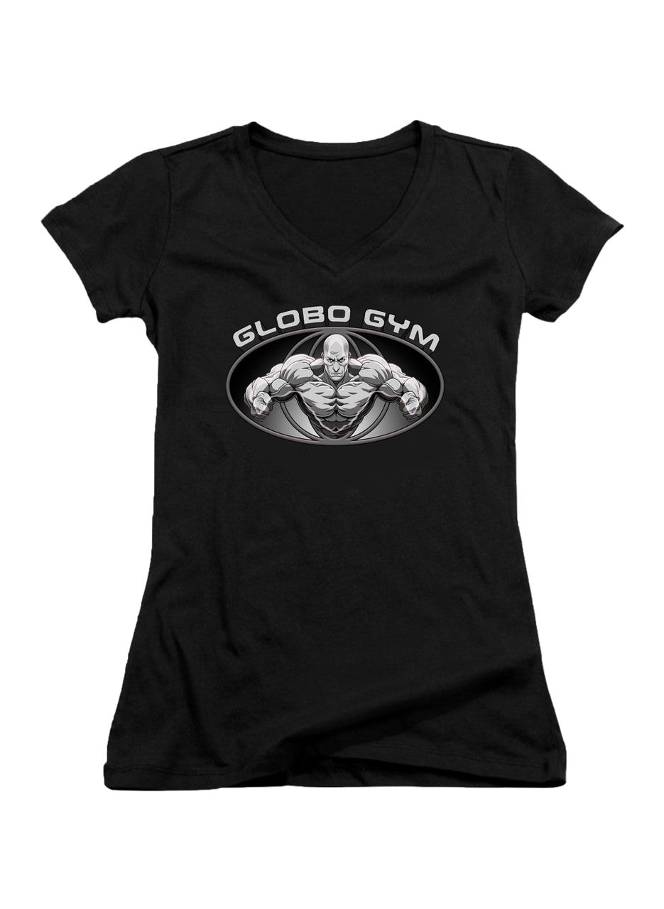 Black Gym Logo Juniors V-Neck T-Shirt