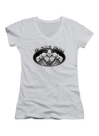 White Gym Logo Juniors V-Neck T-Shirt