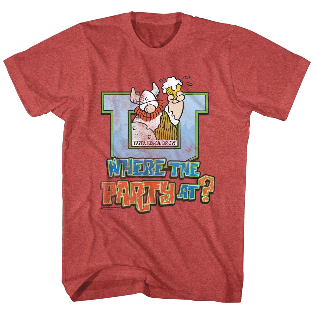 Red heather Hagar the Horrible t-shirt featuring Hagar the Horrible Where The Party At design