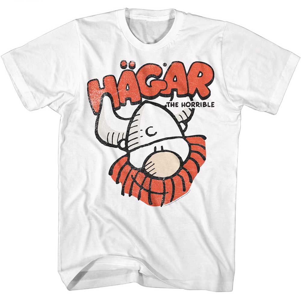 White Hagar the Horrible t-shirt featuring Hagar the Horrible portrait design