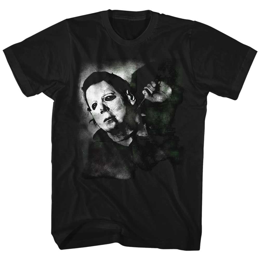 Black Halloween t-shirt featuring Halloween Needle Cracked logo design