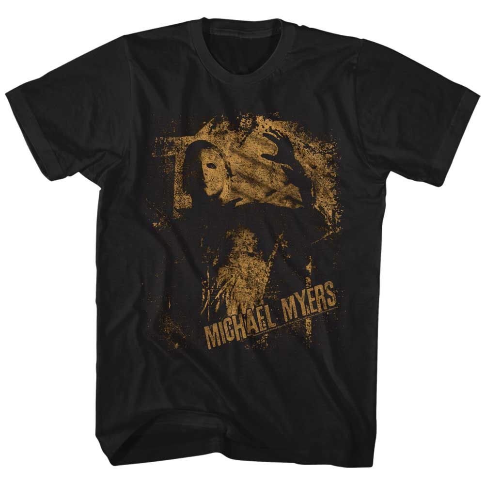Black Halloween t-shirt featuring Vintage Michael Myers Halloween design