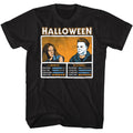 Black Halloween t-shirt featuring Halloween Face Off design — Laurie and Michael without weapons