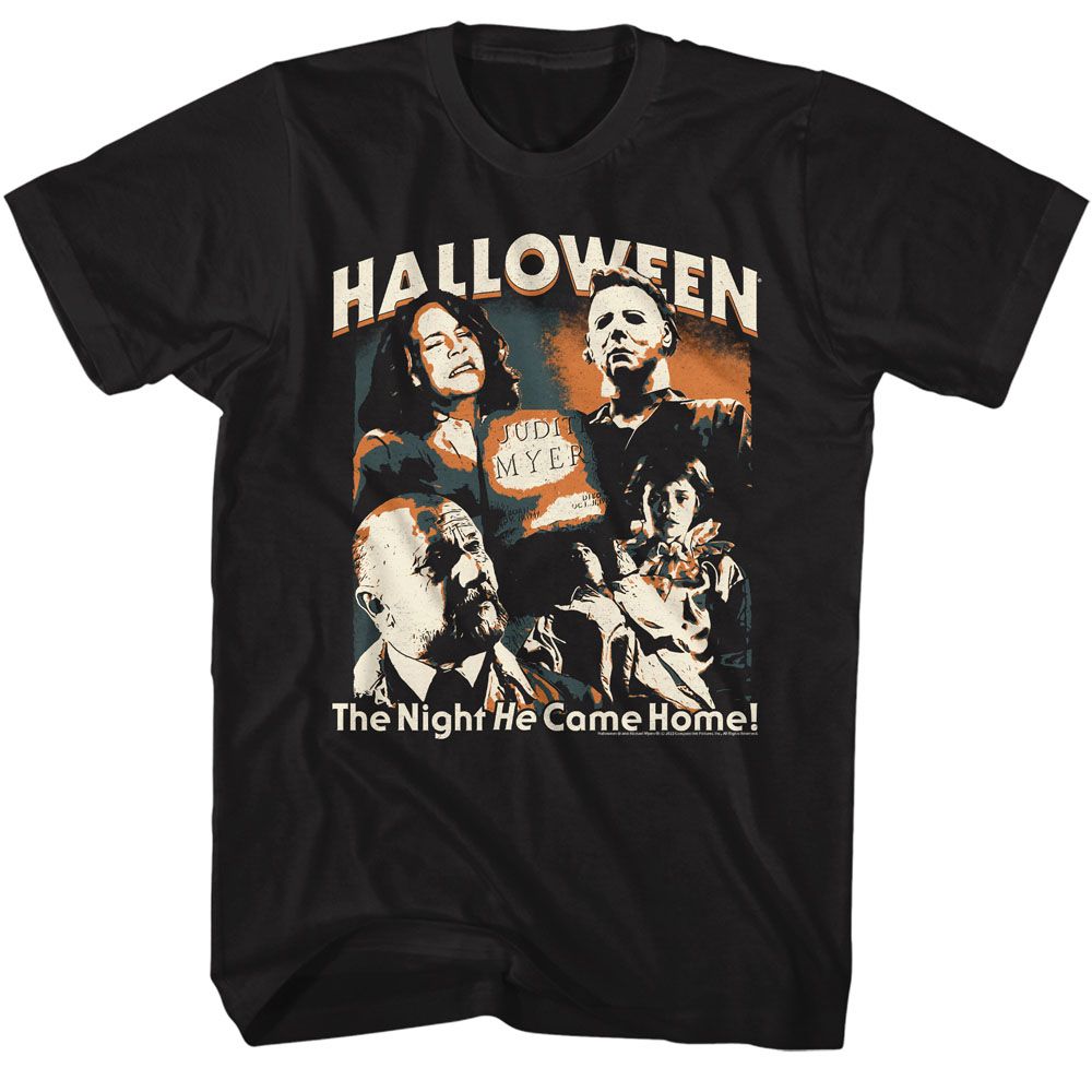 Black Halloween t-shirt featuring Halloween Five Photo Collage design