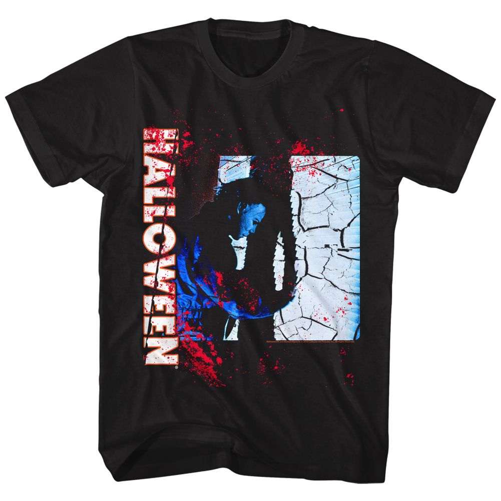 Black Halloween t-shirt featuring Halloween Closet Doors design