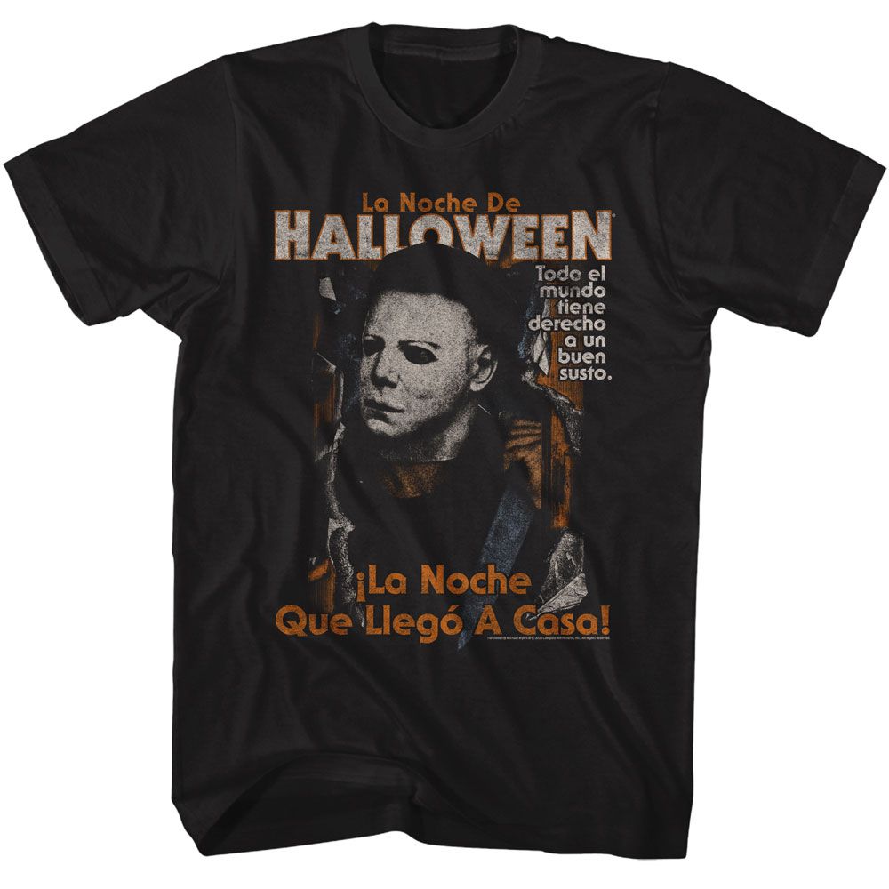 Black Halloween t-shirt featuring Halloween Spanish Poster design