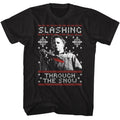 Black Halloween t-shirt featuring Halloween Slashing Through The Snow design