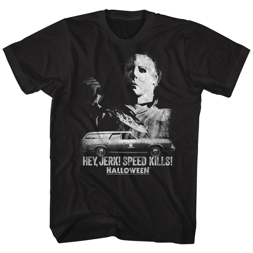 Black Halloween t-shirt featuring Halloween Speed Kills design