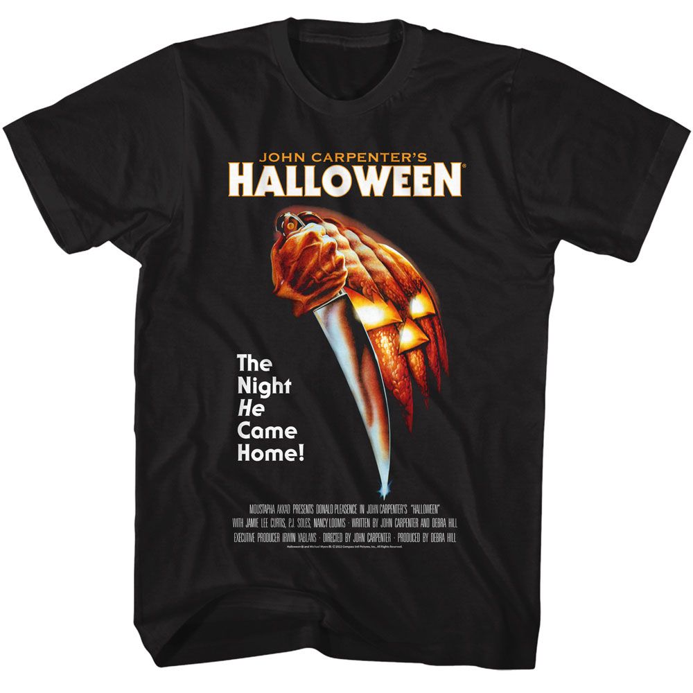 Black Halloween t-shirt featuring Halloween classic movie poster design