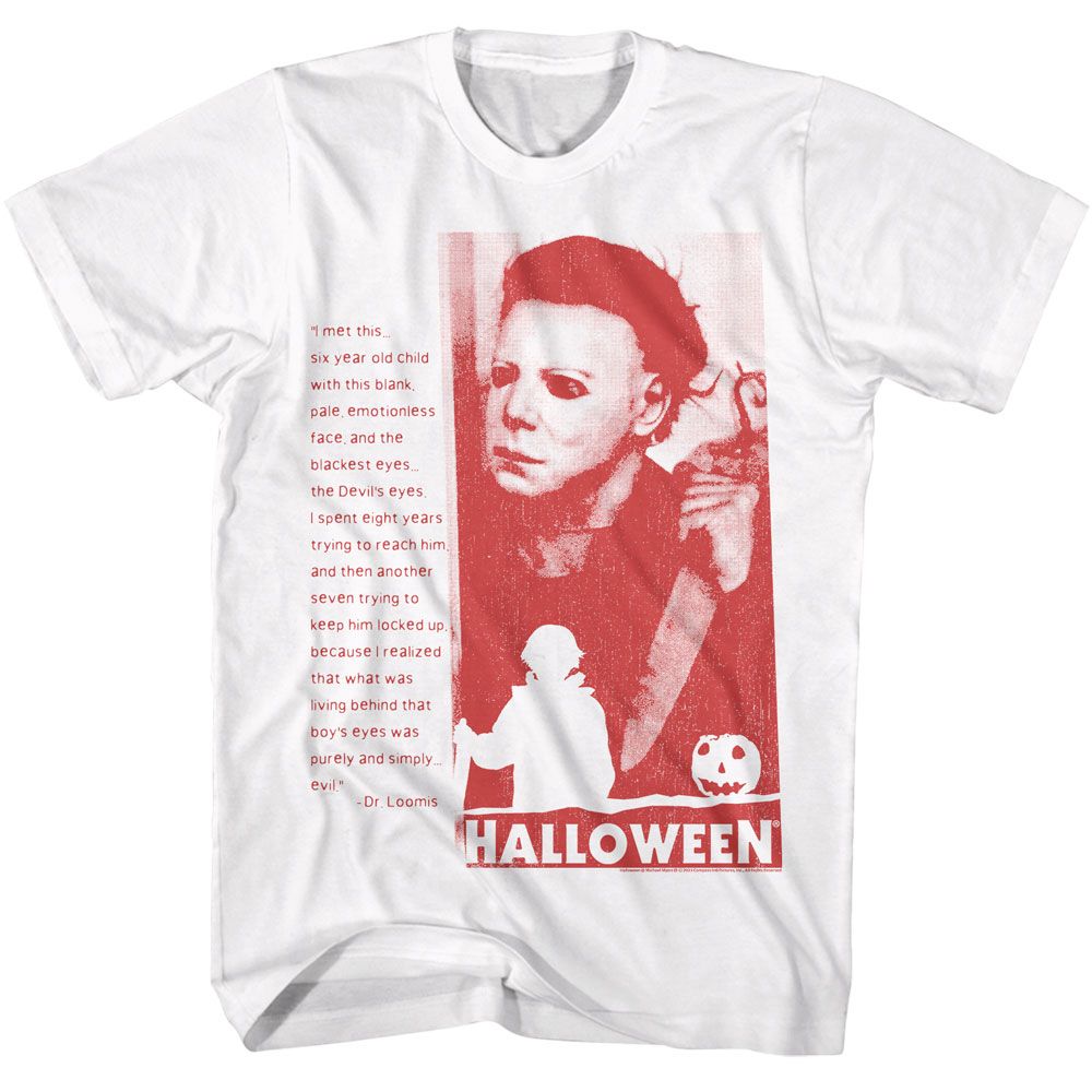 White Halloween t-shirt featuring Halloween Devil's Eyes design