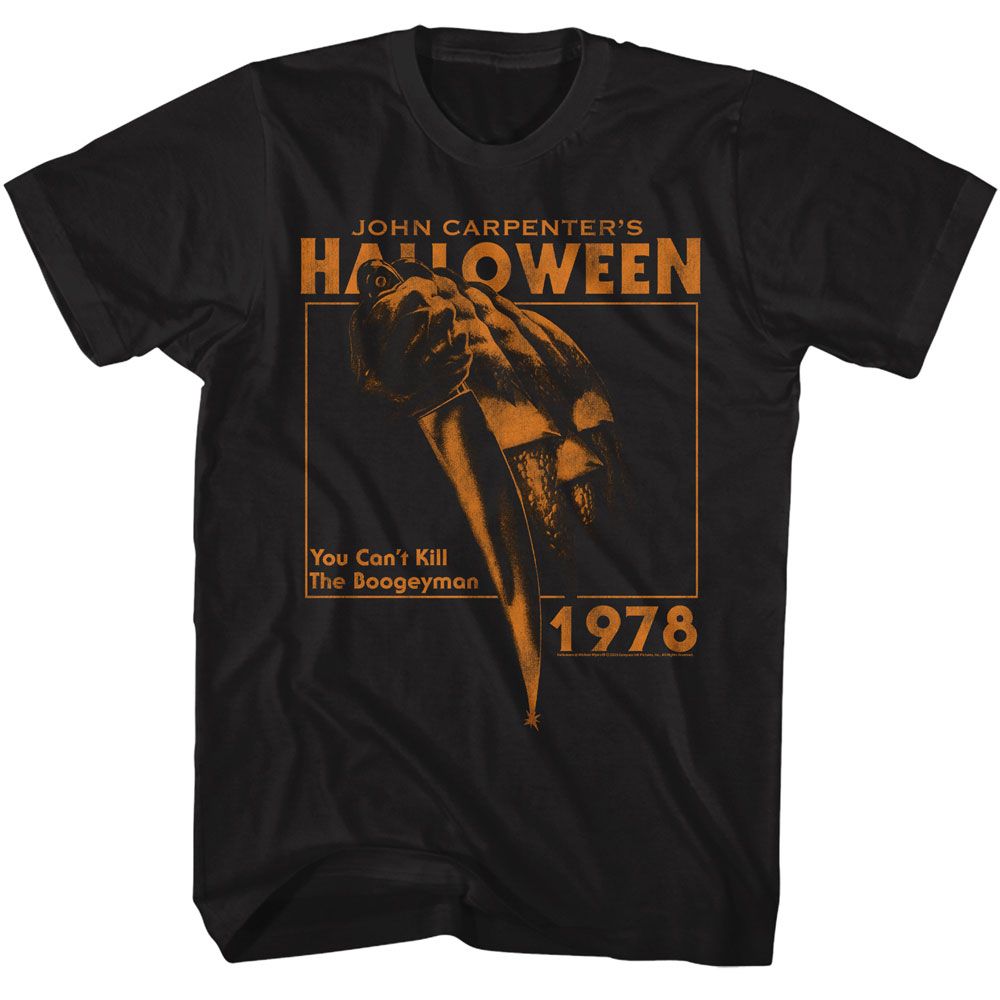 Black Halloween t-shirt featuring Halloween Pumpkin Knife 1978 design
