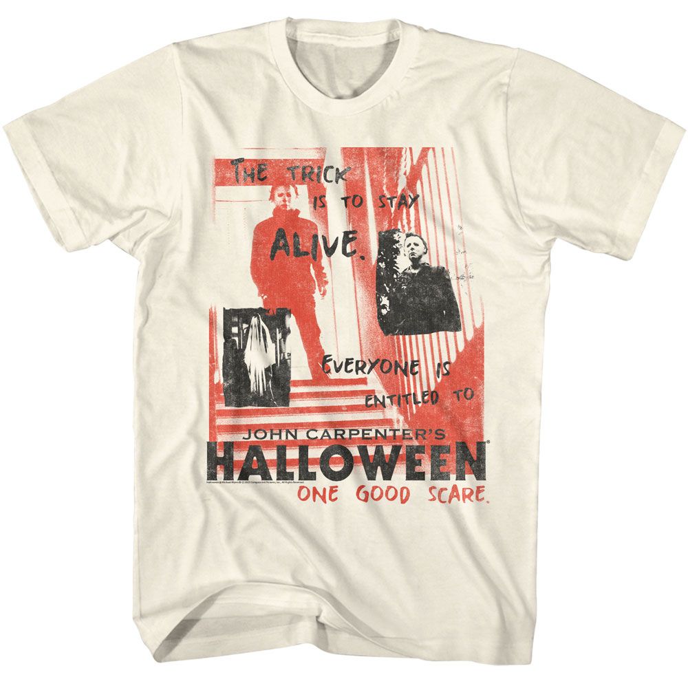Natural Halloween t-shirt featuring Halloween One Good Scare handwritten design