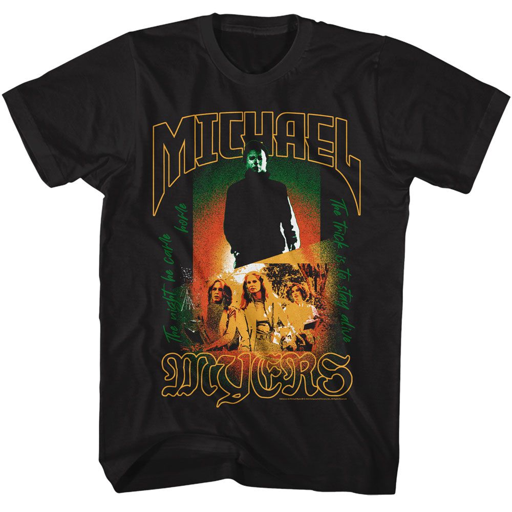 Black Halloween t-shirt featuring Halloween Michael Myers v2 design