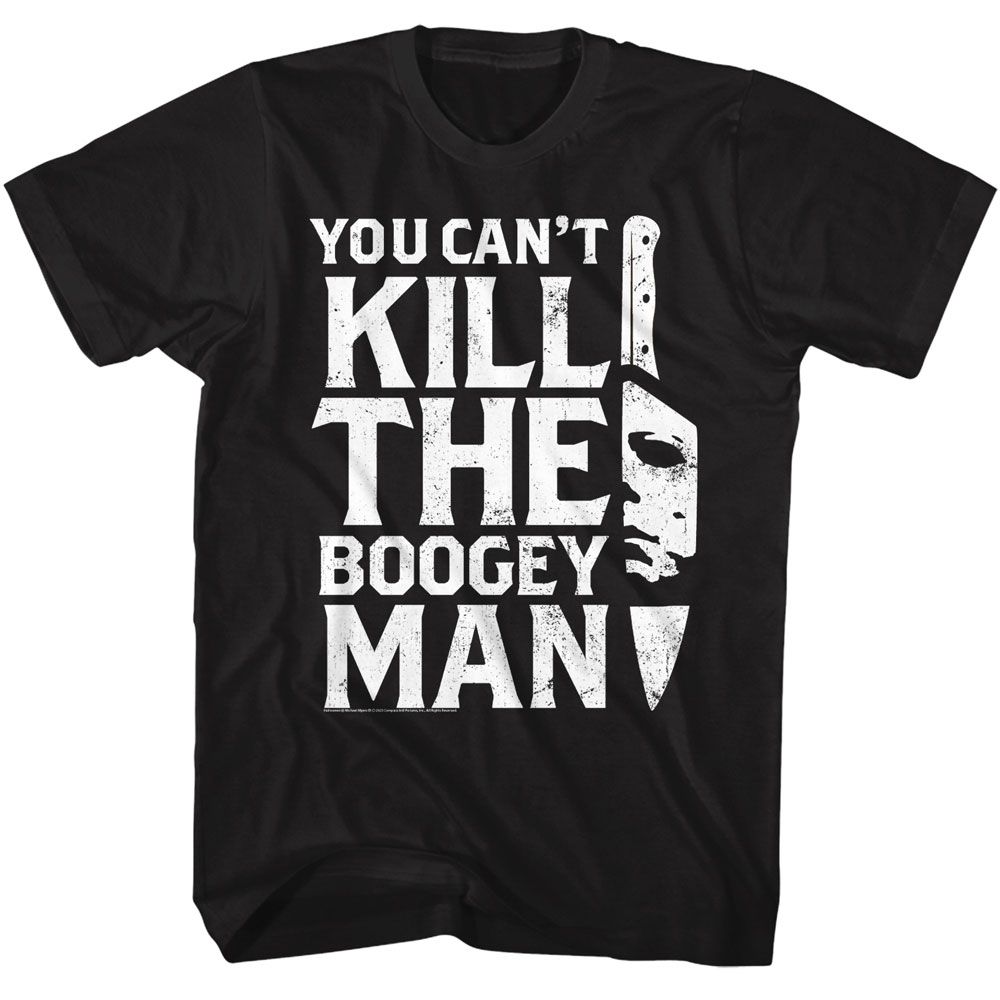 Black Halloween t-shirt featuring Halloween Boogeyman Knife design