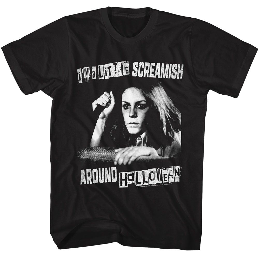 Black Halloween t-shirt featuring Halloween A Little Screamish design