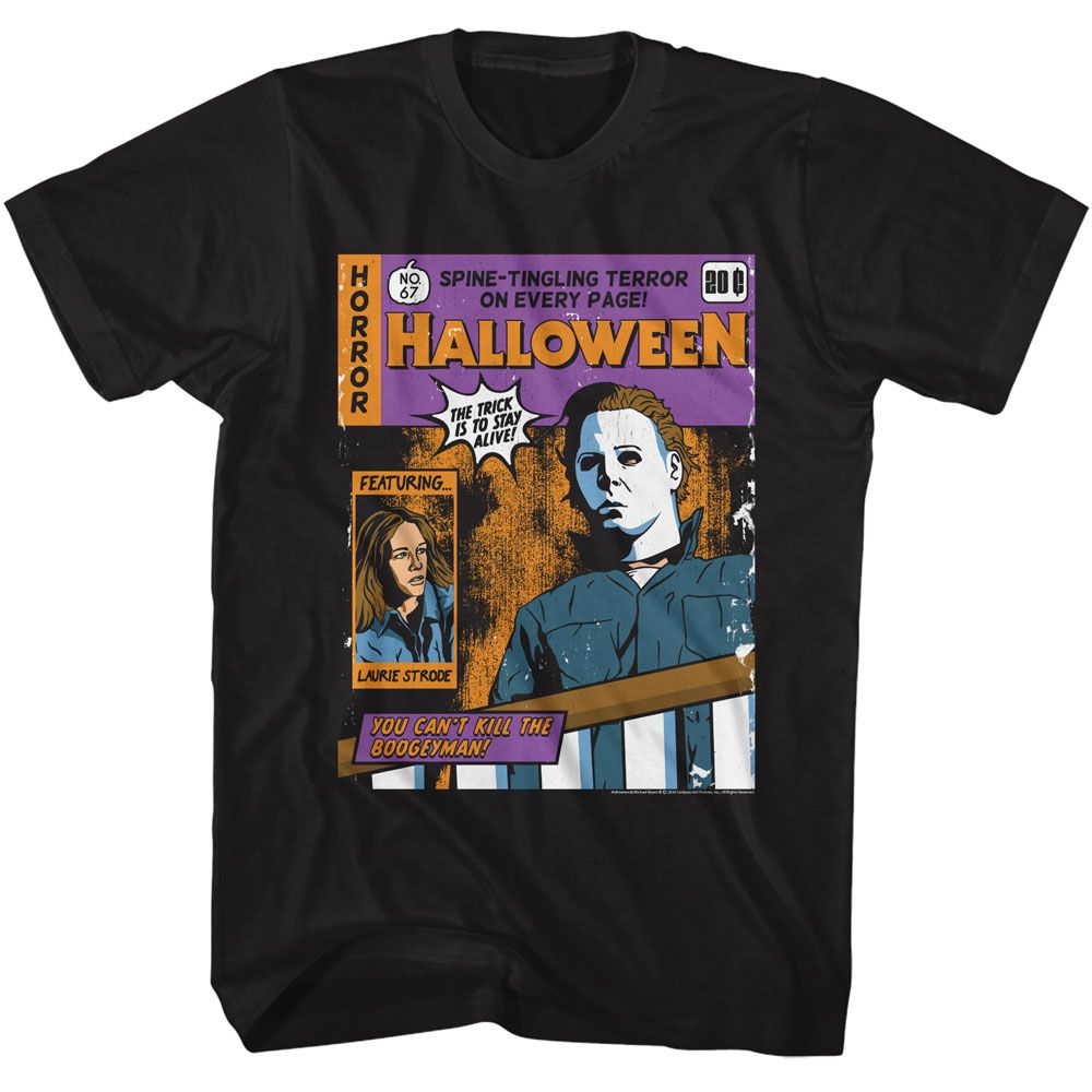 Black Halloween t-shirt featuring Halloween Comic Cover design