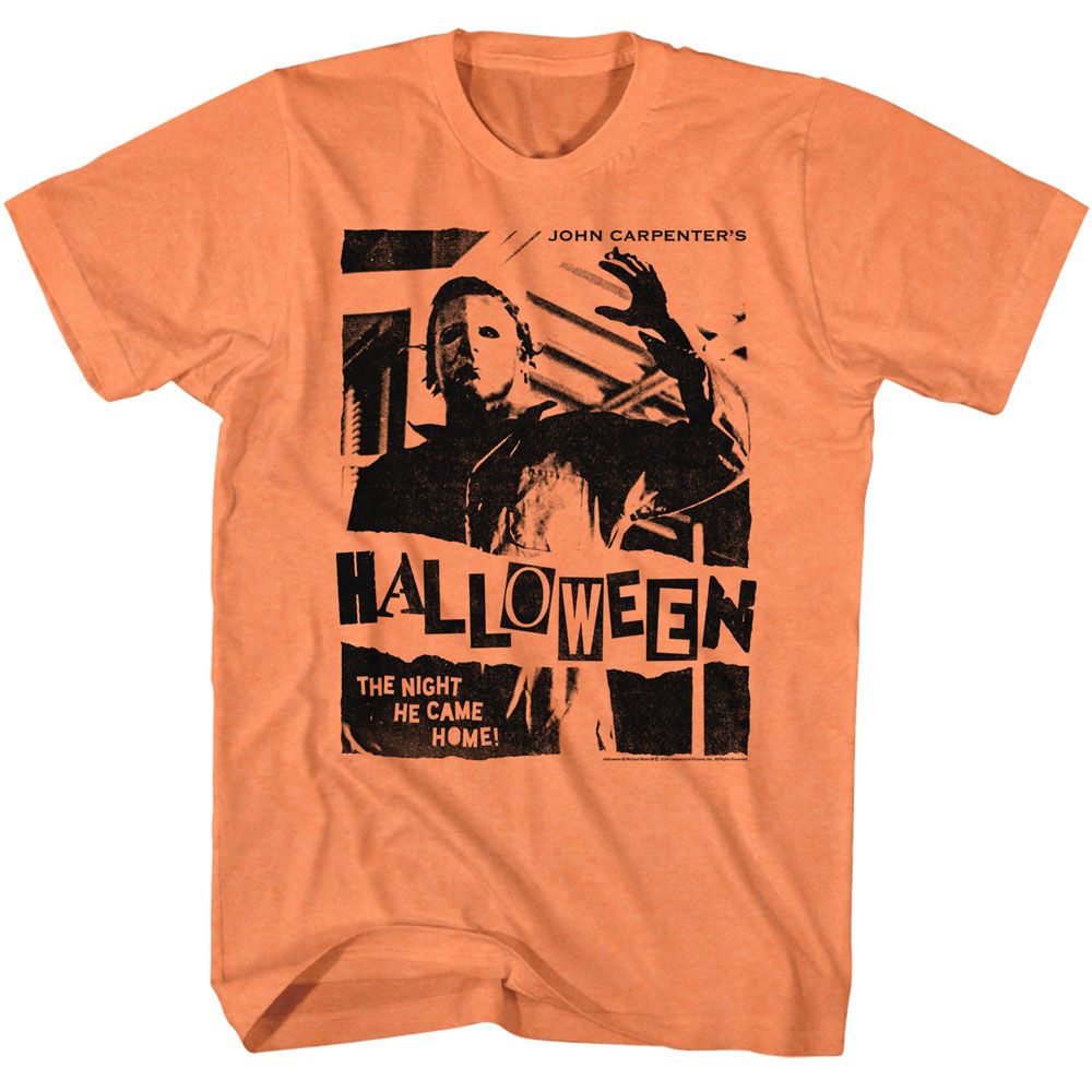 Cantaloupe orange Halloween t-shirt featuring Halloween Punk Flyer Style design
