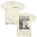 Natural Halloween t-shirt featuring Halloween Haddonfield Herald newspaper design (front and back)