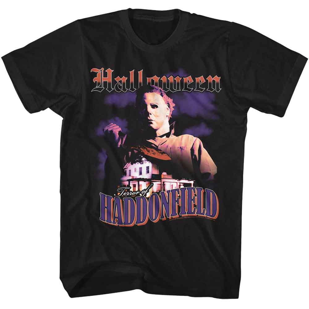Black Halloween t-shirt featuring Halloween Terror Of Haddonfield design