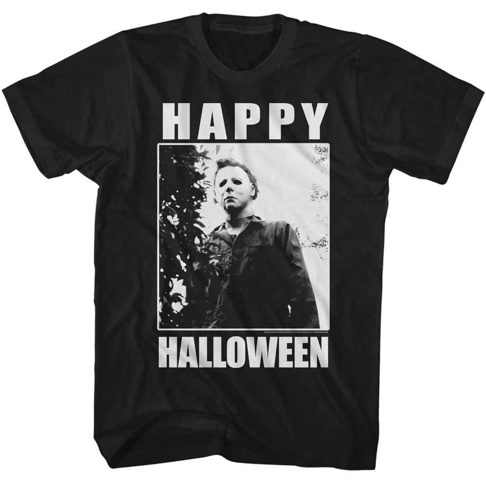 Black Halloween t-shirt featuring Halloween Happy design