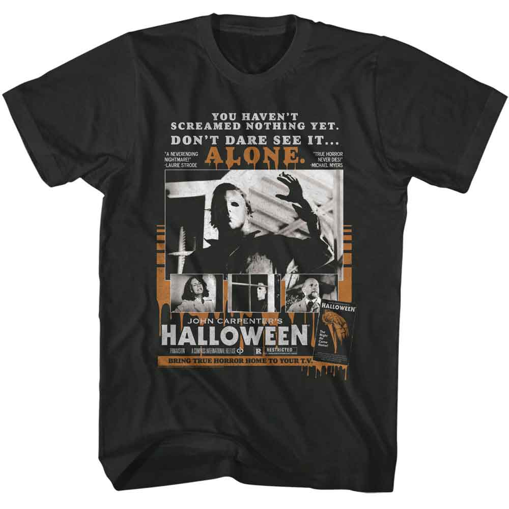 Smoke gray Halloween t-shirt featuring Halloween Home Video Poster design