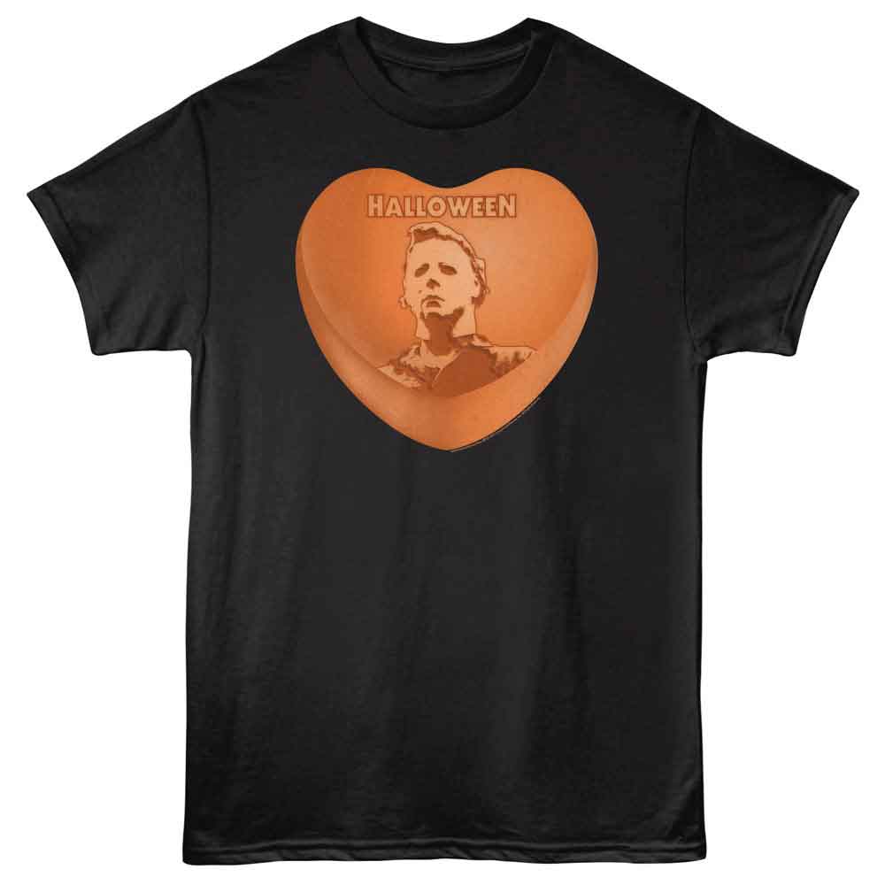 Black Halloween t-shirt featuring Halloween Candy Heart design