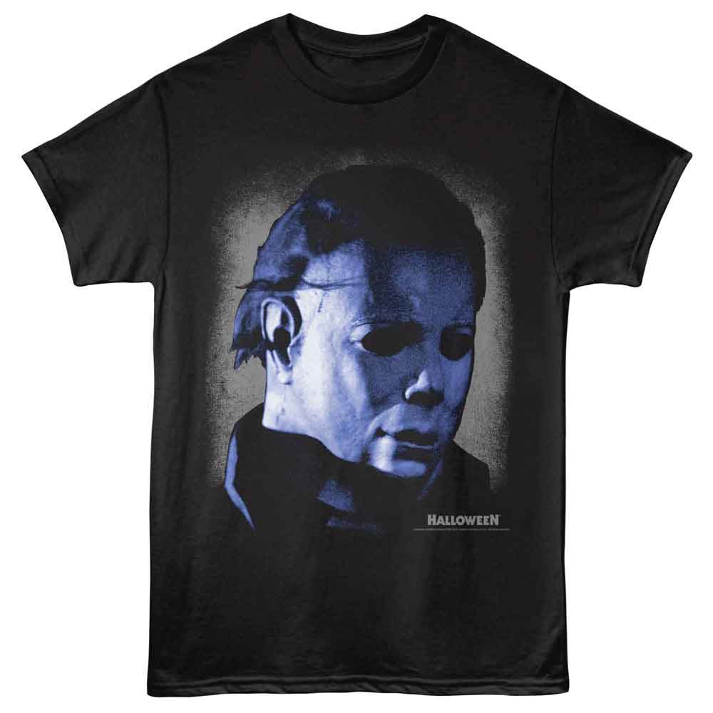 Black Halloween t-shirt featuring Halloween Myers Head design