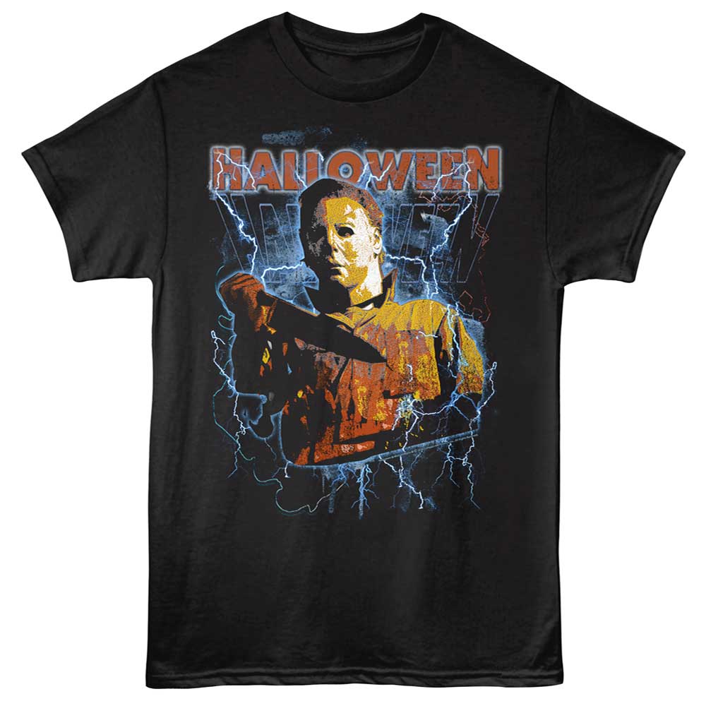 Black Halloween t-shirt featuring Halloween Lightning Mike design