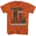 Antique orange heather Halloween t-shirt featuring Halloween Stairs design