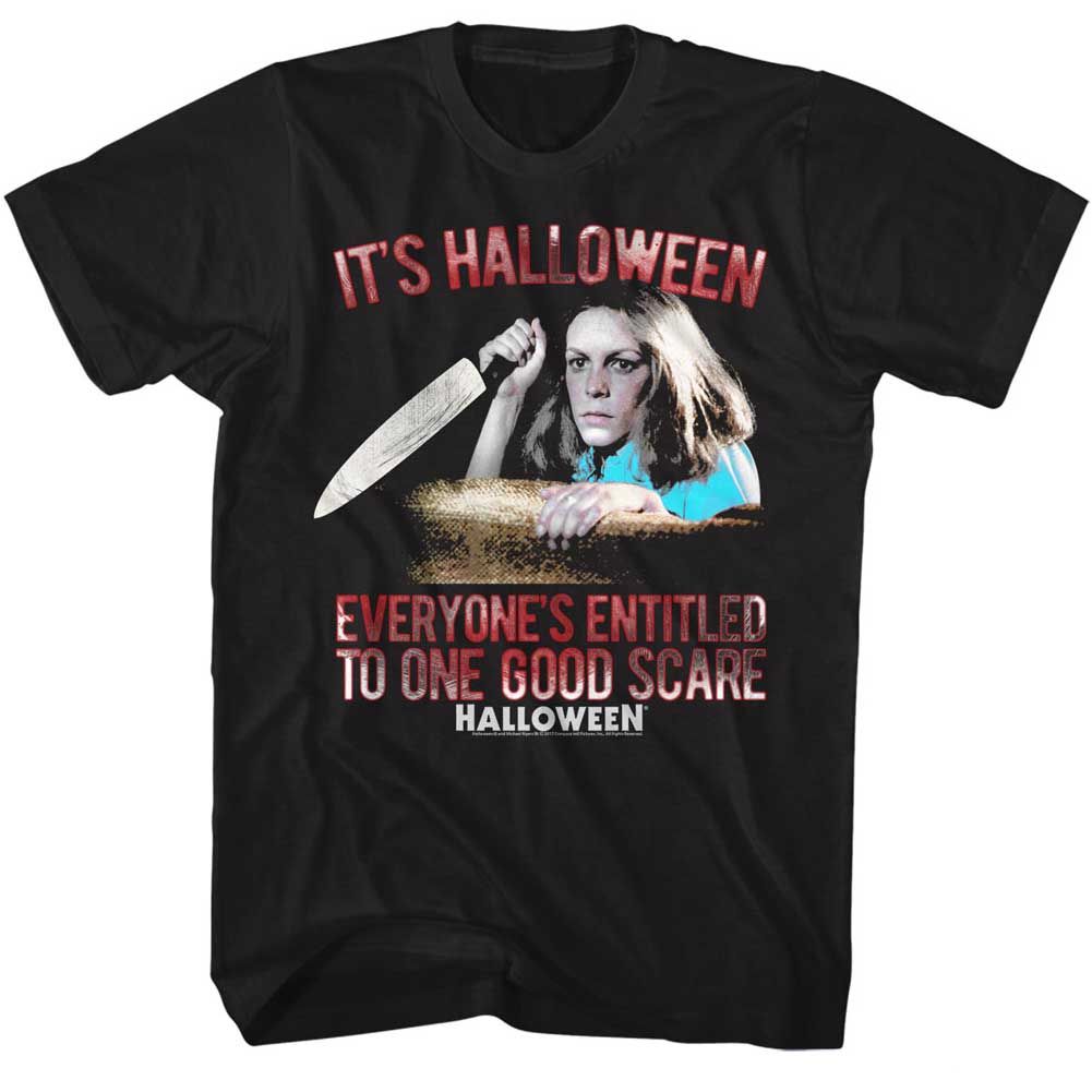 Black Halloween t-shirt featuring Halloween Good Scare design
