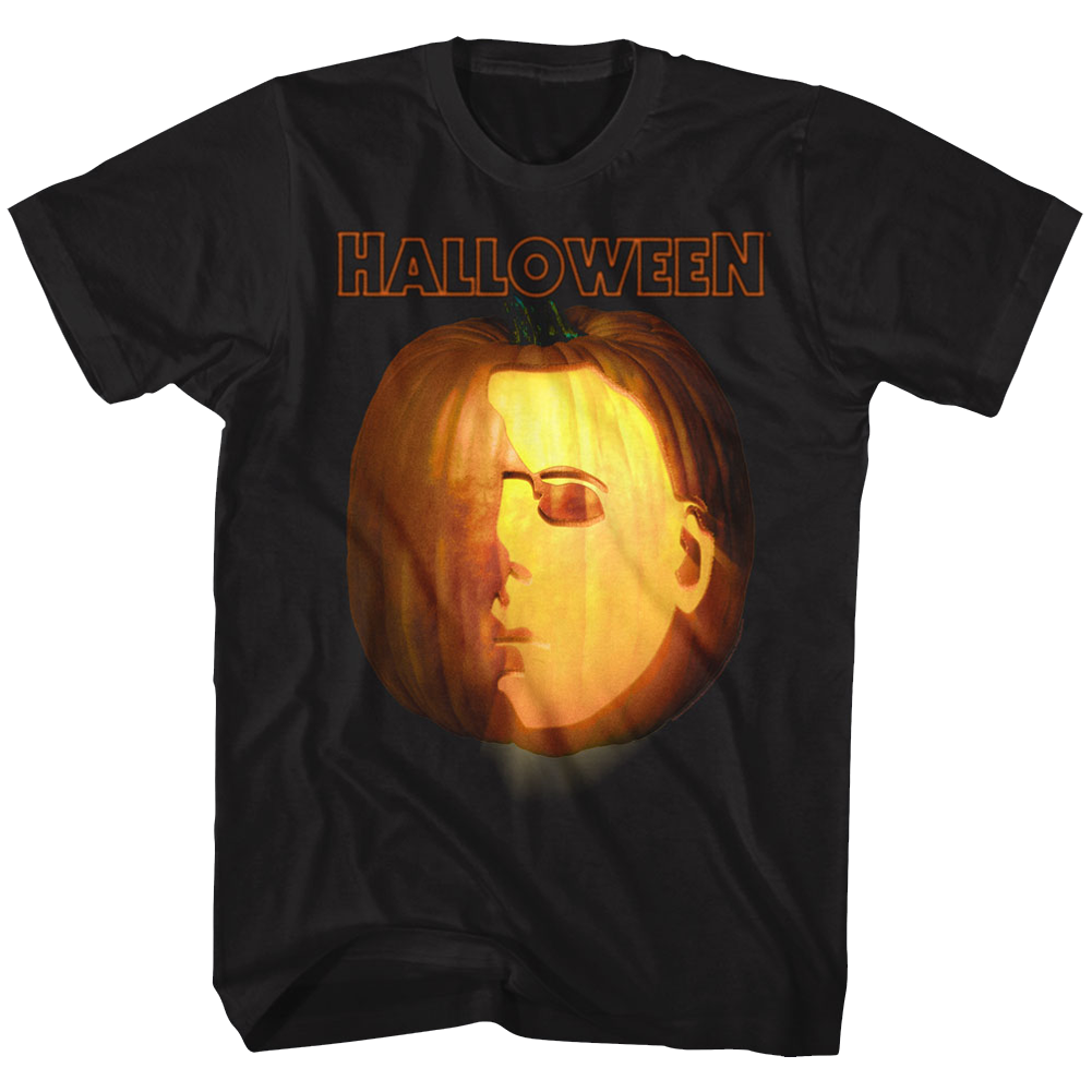 Black Halloween t-shirt featuring Halloween Jack-O'-Lantern design