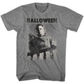 Graphite heather Halloween t-shirt featuring Halloween Mike Fade design